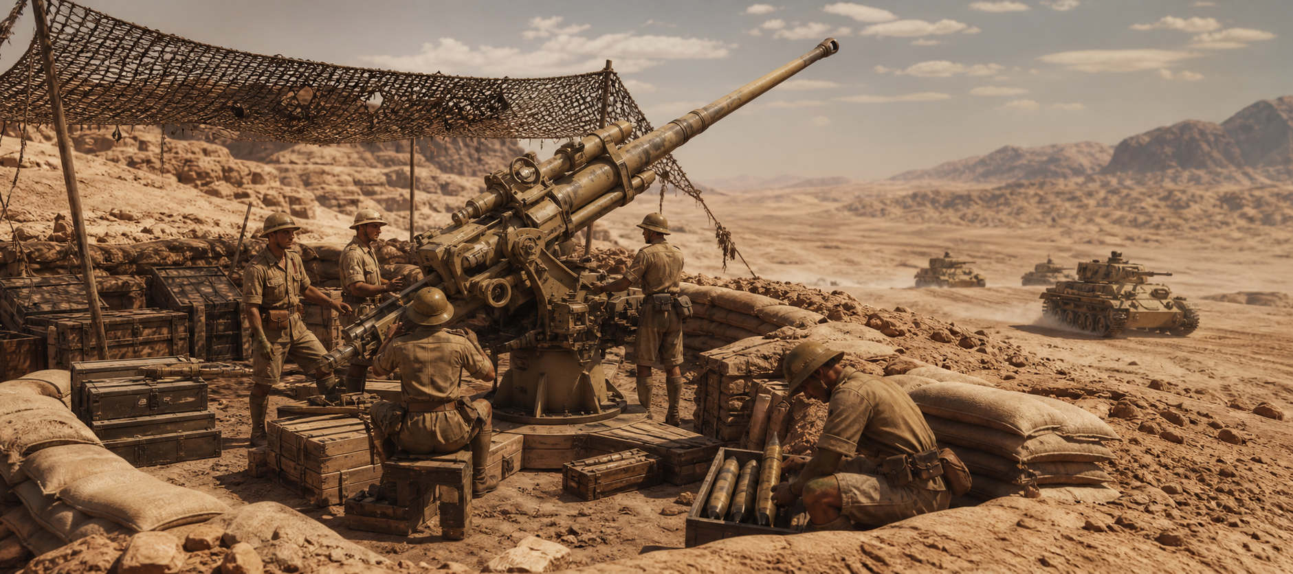 Afrika Korps Flak 18 desert emplacement