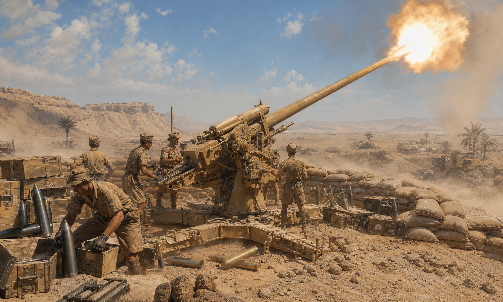 8.8cm Flak 18 firing in North Africa