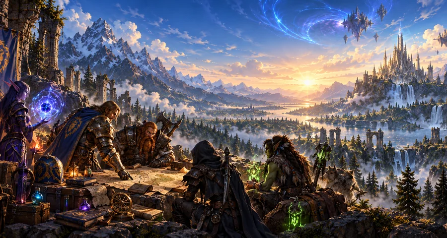 A roadside campsite with a campfire and travellers resting